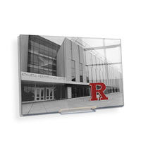 Rutgers Scarlet Knights - Athletic Performance Center B&W with Scarlet R