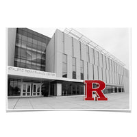 Rutgers Scarlet Knights - Athletic Performance Center B&W with Scarlet R