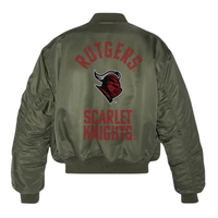 Rutgers University Scarlet Knights Knight Head Army Green Bomber Jacket  Bomber