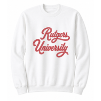 Rutgers University Script White Crewneck Sweatshirt  Sweatshirt
