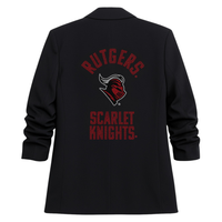 Rutgers University Scarlet Knights Knight Head Black Ruched Sleeve Blazer  Blazer