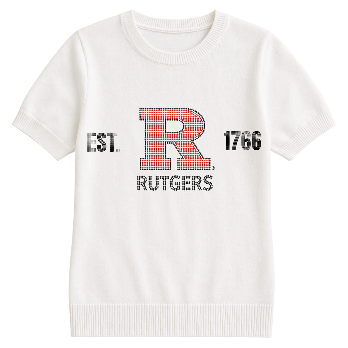 Rutgers University Block R Est. 1766 Ivory Short Sleeve Sweater  Sweater