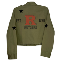 Rutgers University Block R Est. 1766 Army Green Shacket  Shacket