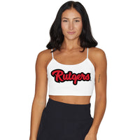 Camiseta sin mangas con espaguetis cursivos de Rutgers