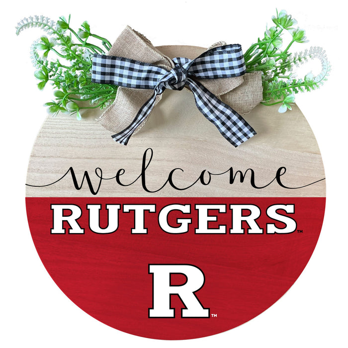 Rutgers Scarlet Knights Wooden Wreath Welcome Sign Officially Licensed Collegiate Product