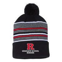Newark Graduate School 12" Striped Pom-Pom Cuffed Beanie Rutgers Newark Graduate School
