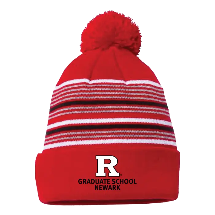 Newark Graduate School 12" Striped Pom-Pom Cuffed Beanie Rutgers Newark Graduate School