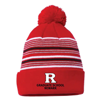Newark Graduate School 12" Striped Pom-Pom Cuffed Beanie Rutgers Newark Graduate School
