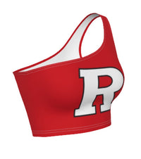 Top rojo de un solo hombro de Rutgers
