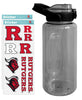 64 oz Large Water Bottle with Rutgers Scarlet Knights Waterproof Stickers, Screw-on Top and Straw Officially Licensed Product  Drinkware