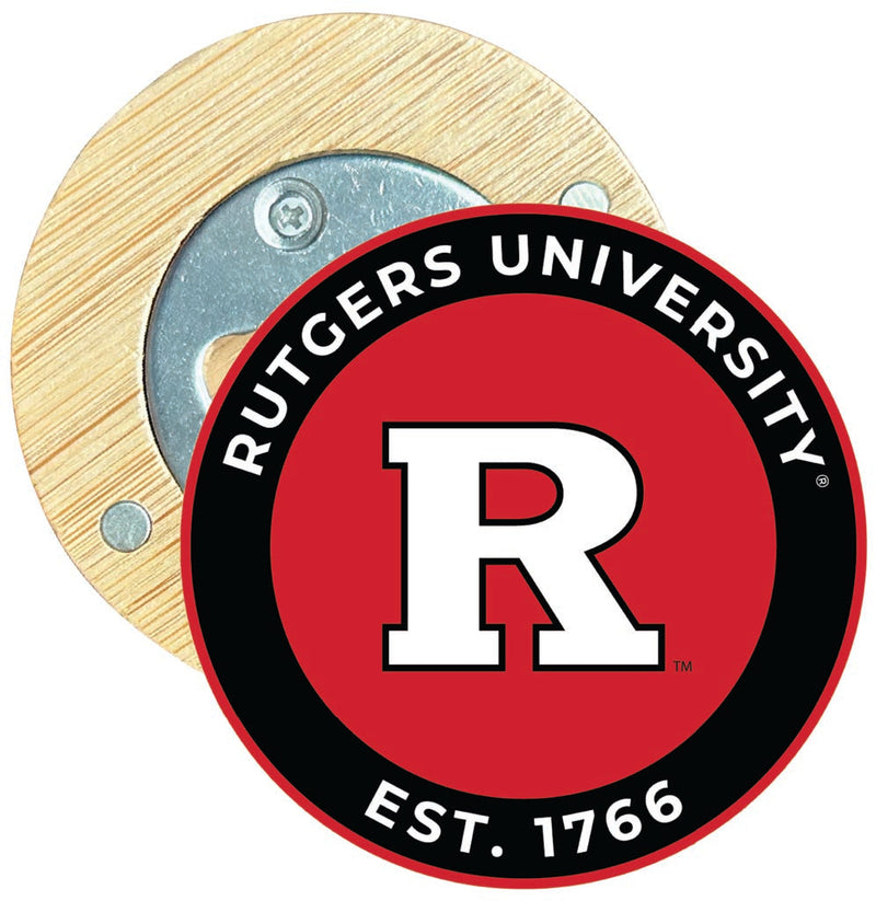 Rutgers Scarlet Knights Round Wood Magnetic Bottle Opener 2.5" Officially Licensed Collegiate Product