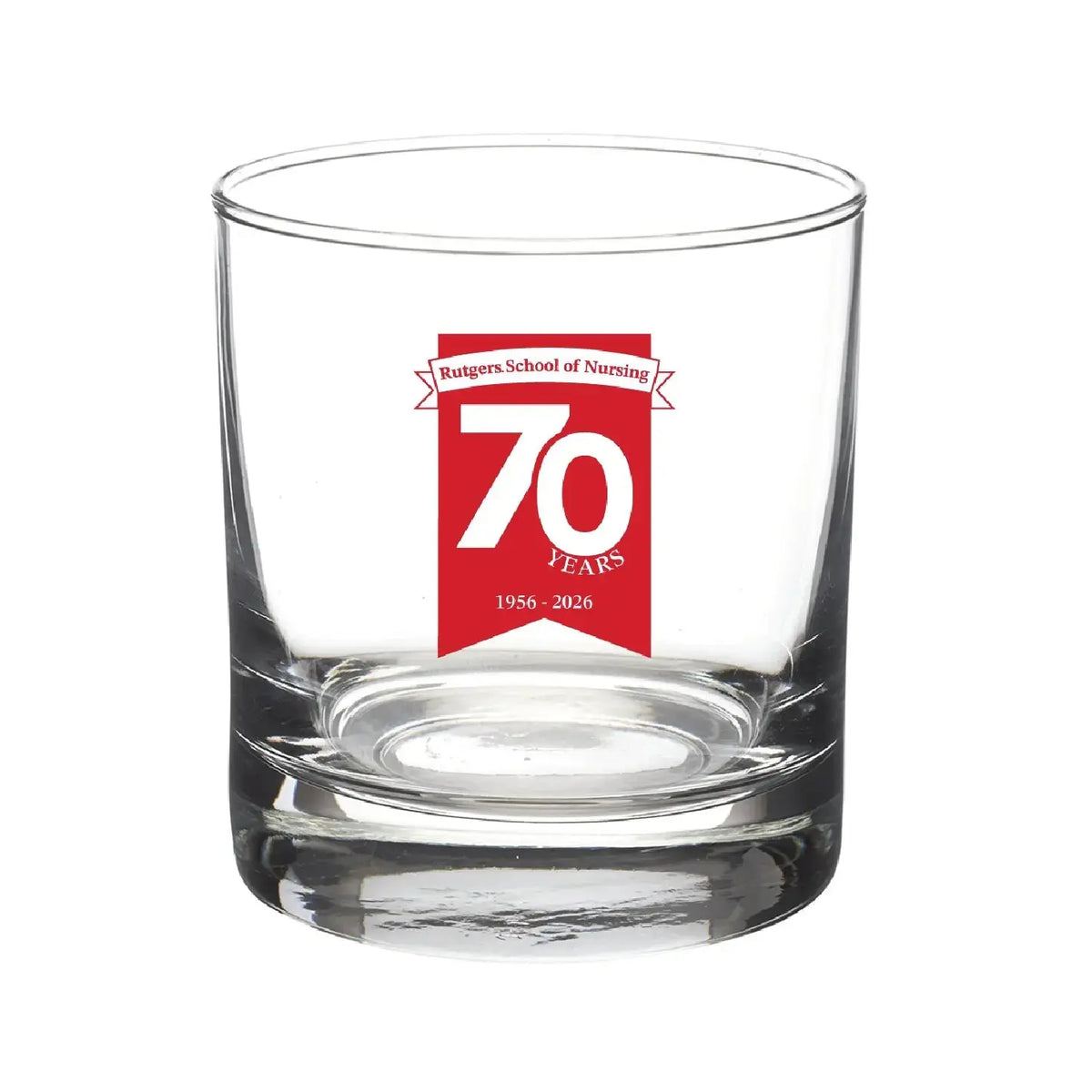 70th Anniversary of Nursing Heavy Base Whiskey Rocks Glasses Rutgers School of Nursing