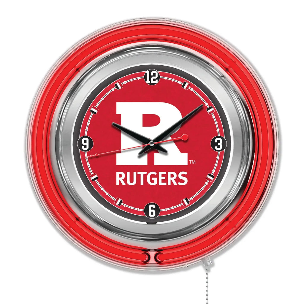 15" Rutgers Scarlet Knights Neon Clock Holland Game Room