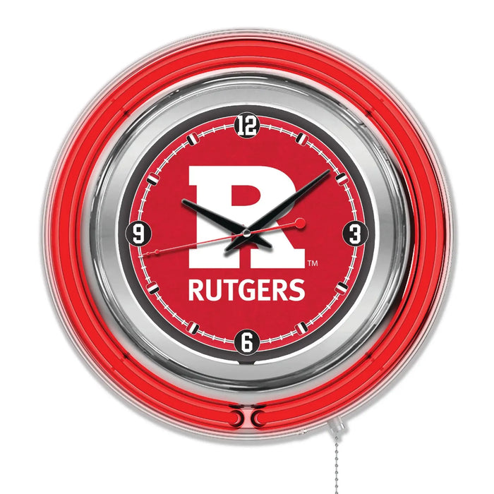 15" Rutgers Scarlet Knights Neon Clock Holland Game Room