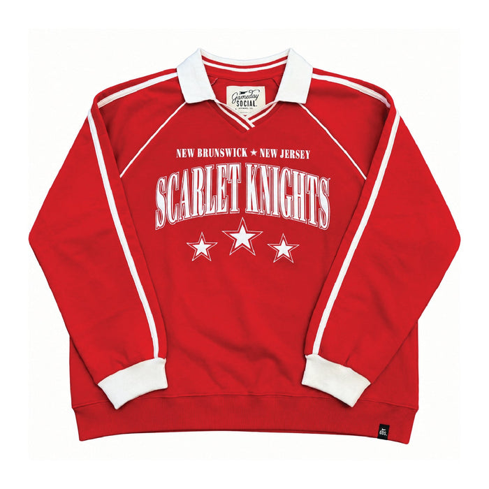 Women's Striped Collar Crewneck Fleece  Outerwear