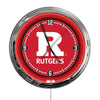 Rutgers 16" Multi Color LED Wall Clock Holland Game Room