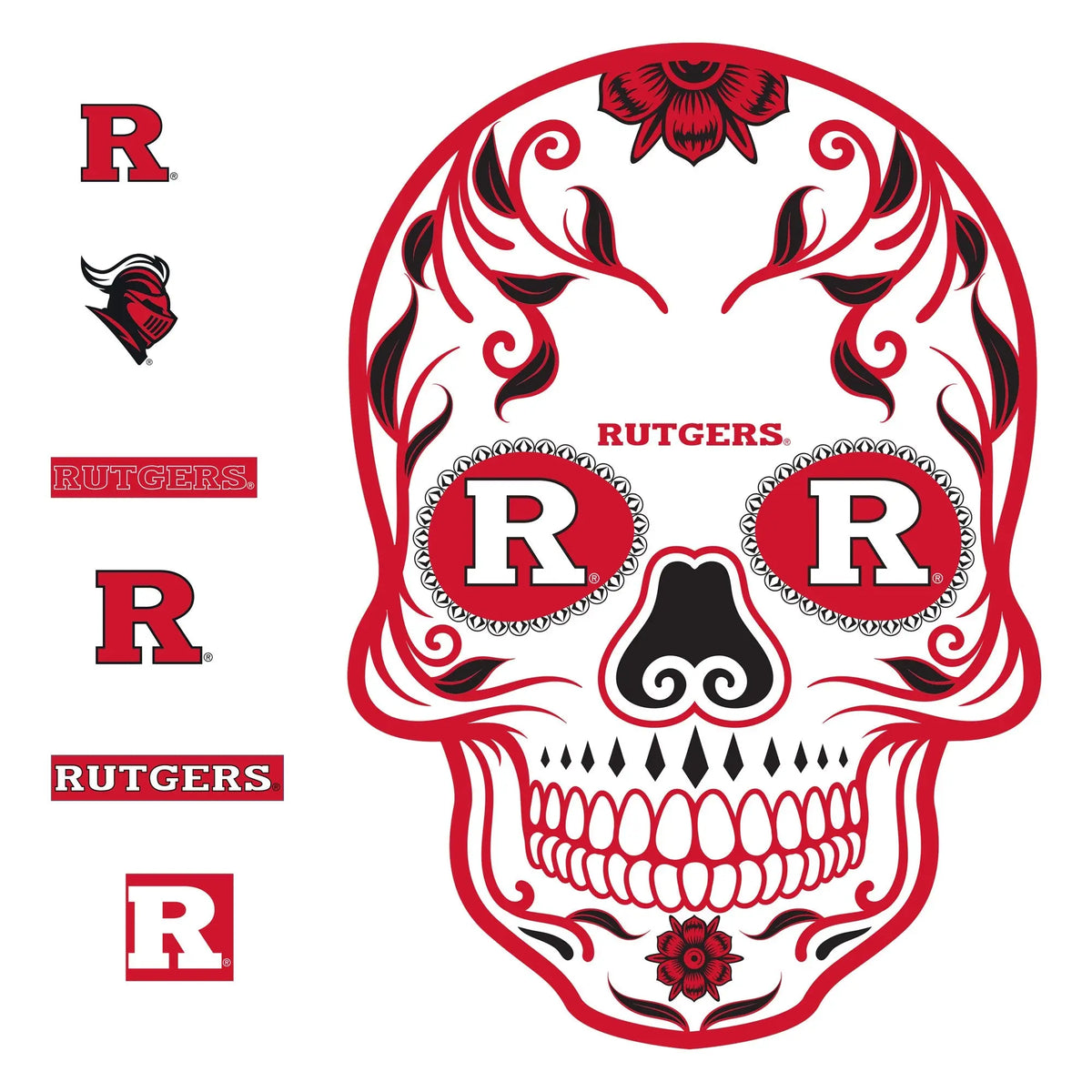 Rutgers Scarlet Knights - RealBig Sugar Skull Collection - Official NCAA - Reusable Vinyl Wall Decals Fathead