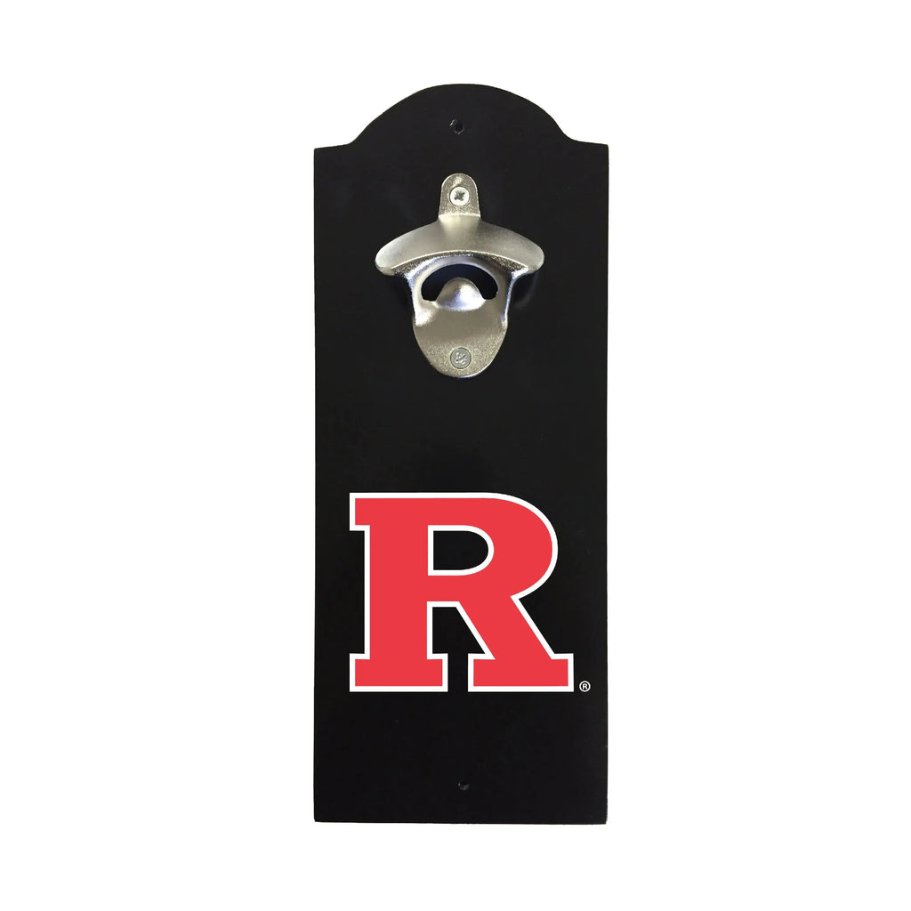 Rutgers Scarlet Knights Wall-Mounted Bottle Opener – Sturdy Metal with Decorative Wood Base for Home Bars, Rec Rooms & Fan Caves R & R INC.