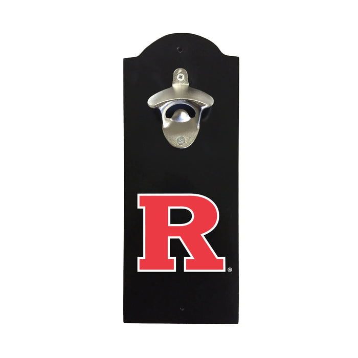 Rutgers Scarlet Knights Wall-Mounted Bottle Opener – Sturdy Metal with Decorative Wood Base for Home Bars, Rec Rooms & Fan Caves R & R INC.