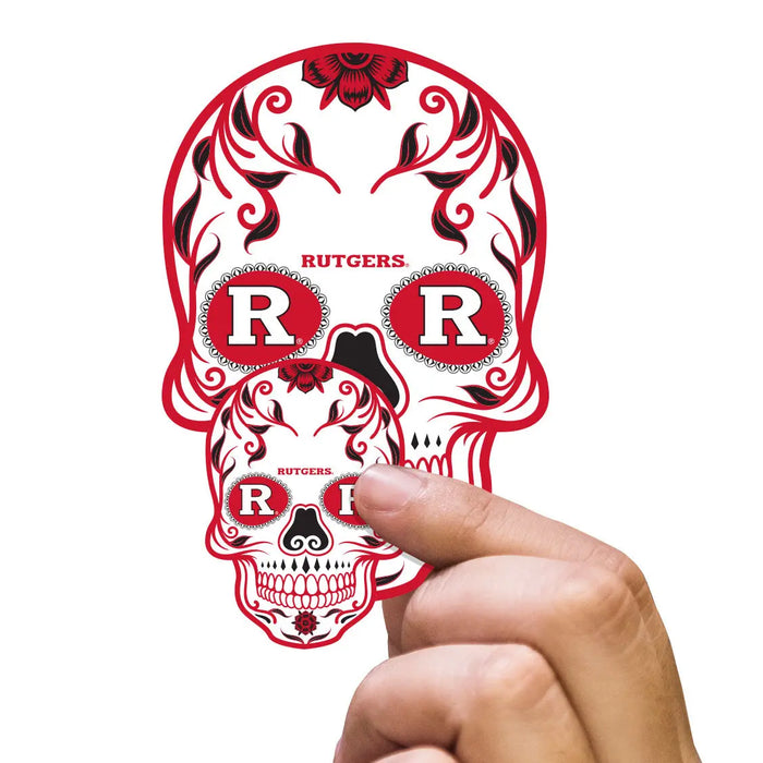 Rutgers Scarlet Knights - 5 Sugar Skull Logo Minis (Mixed Sizes) - Official NCAA - Reusable Vinyl Decals Fathead