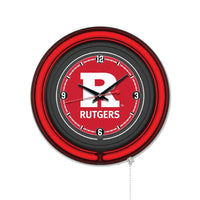 Rutgers Black Case Neon Clock Holland Game Room