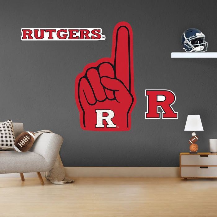 Rutgers Scarlet Knights - RealBig Foam Finger Collection - Official NCAA - Reusable Vinyl Wall Decals Fathead