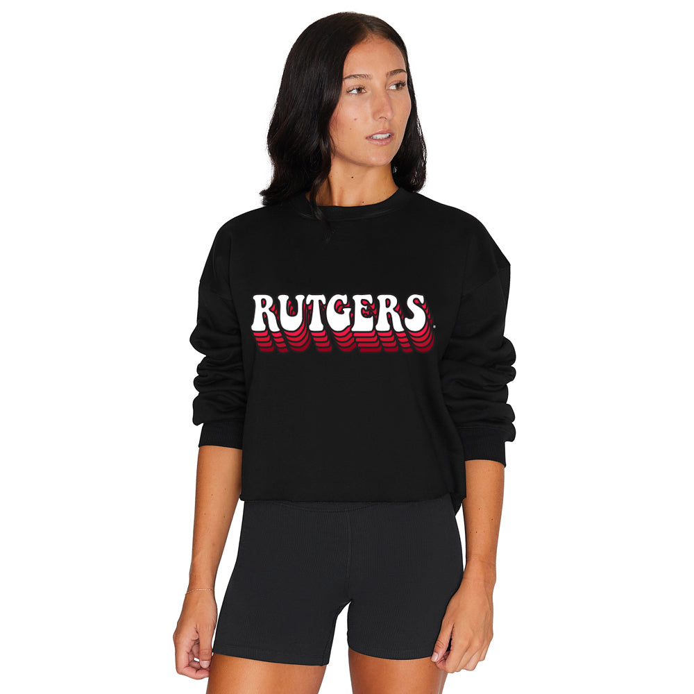 Rutgers Retro Black Crewneck