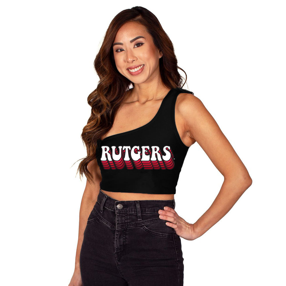 Top retro de un solo hombro de Rutgers