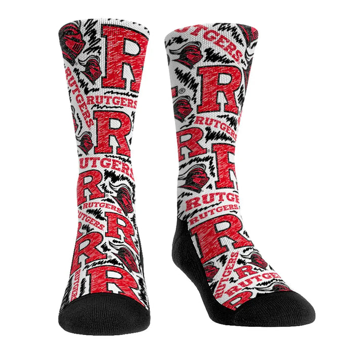 Rutgers Scarlet Knights - Logo Sketch Rock 'Em Socks
