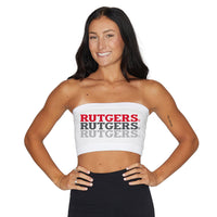 Top bandeau blanco con repetición de Rutgers