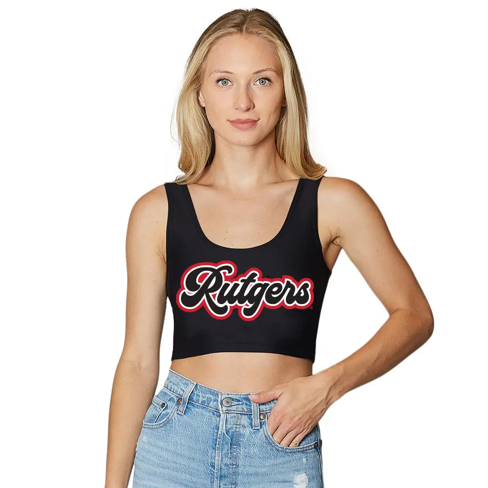 Rutgers Black Crop Tank Top lojobands