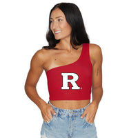 Top rojo de un solo hombro de Rutgers