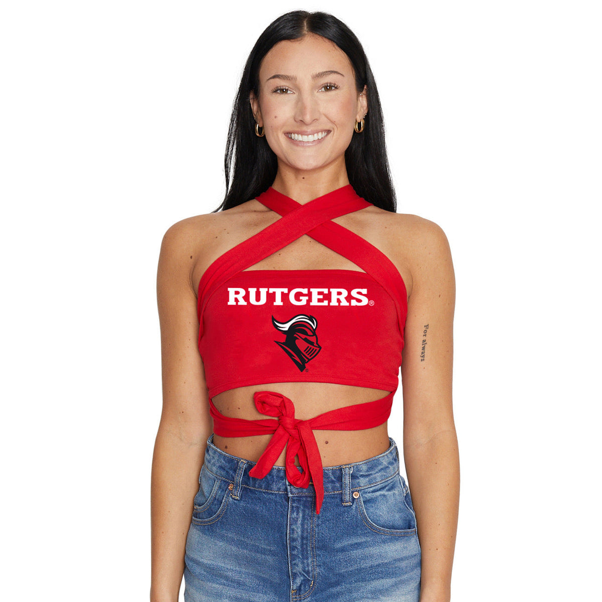 Top bandeau multiposición rojo de Rutgers