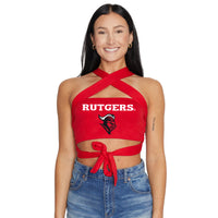 Top bandeau multiposición rojo de Rutgers