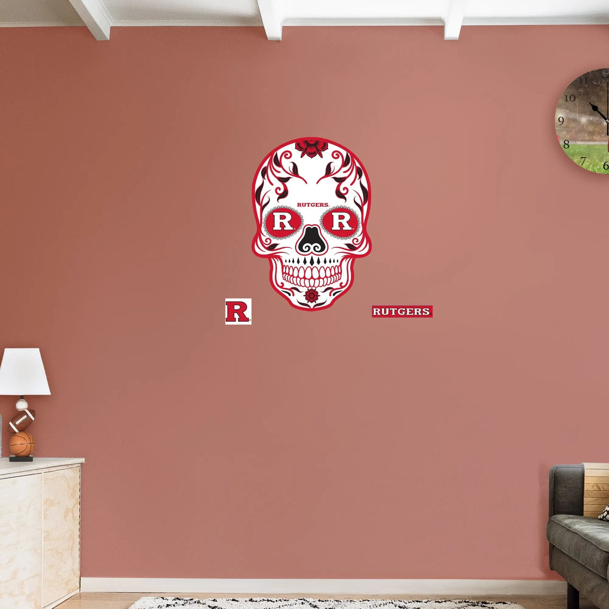 Rutgers Scarlet Knights - RealBig Sugar Skull Collection - Official NCAA - Reusable Vinyl Wall Decals Fathead