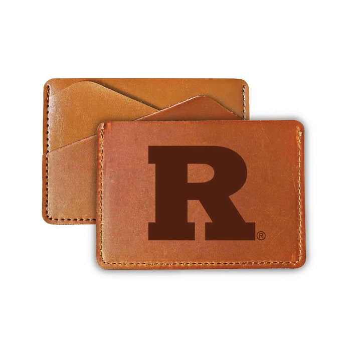 Elegant Rutgers Scarlet Knights Leather Card Holder Wallet - Slim Profile, Engraved Design R & R INC.