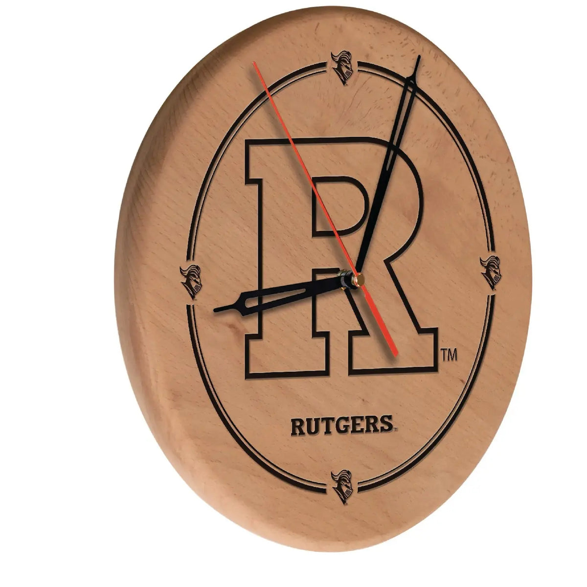 Rutgers Scarlet Knights Engraved Wood Clock Holland Game Room