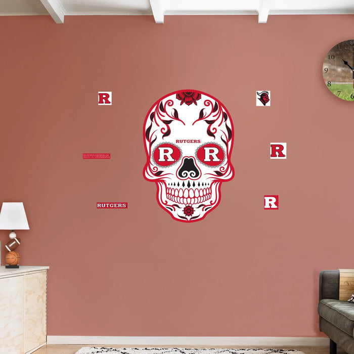 Rutgers Scarlet Knights - RealBig Sugar Skull Collection - Official NCAA - Reusable Vinyl Wall Decals Fathead