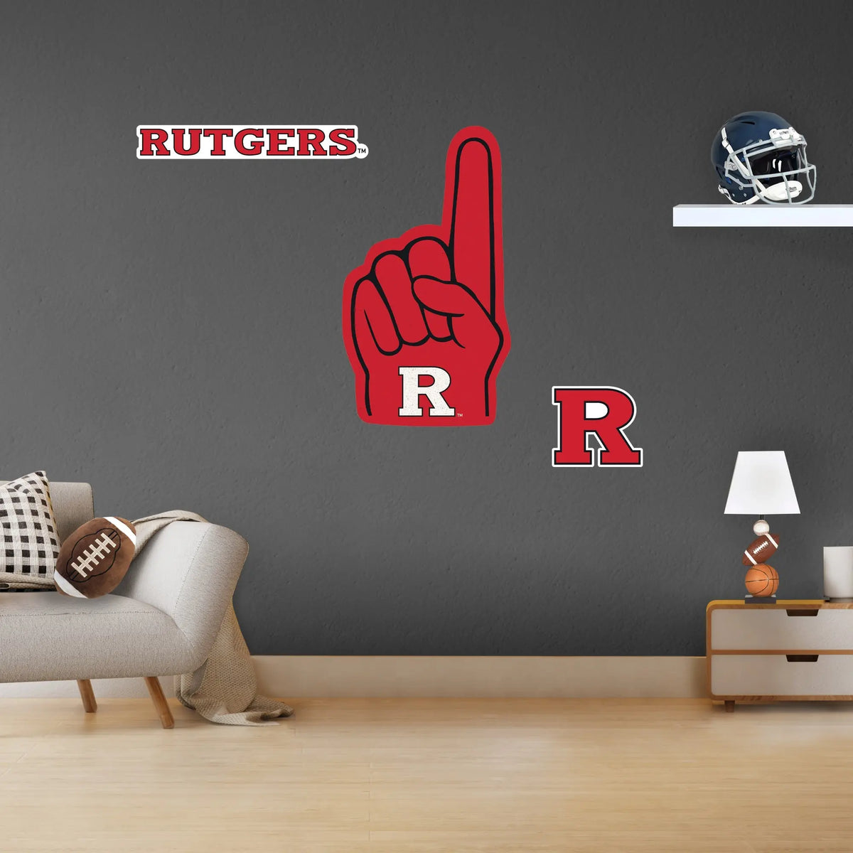 Rutgers Scarlet Knights - RealBig Foam Finger Collection - Official NCAA - Reusable Vinyl Wall Decals Fathead